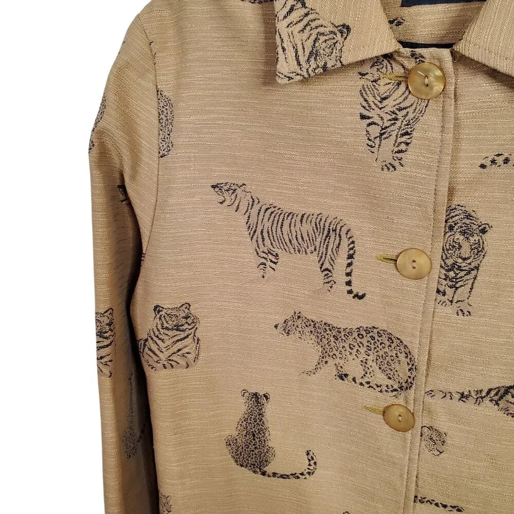 Giancarlo Ferrari Size 12 Shirt Jacket Zoo Safari Jungle Big Cat Tiger Lined Vtg - Picture 3 of 12